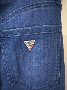 GUESS Women's Dark Blue Denim Jeggings with Triangle Logo Patch